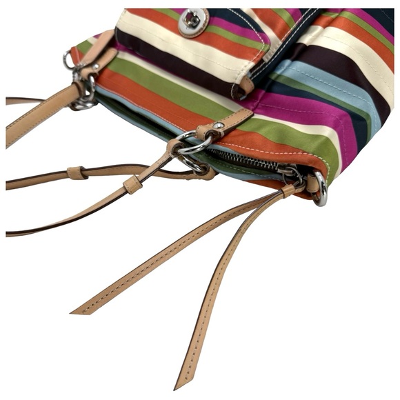 Coach Legacy Multicolor Turnlock Satin Stripe Leah Tote + Wristlet - Picture 12 of 13